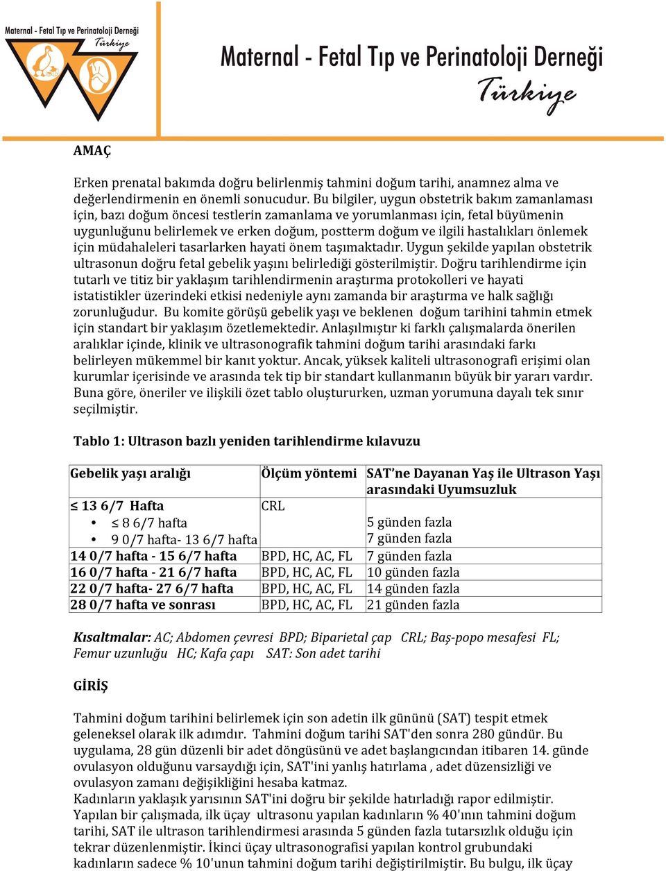 hastalıkları önlemek için müdahaleleri tasarlarken hayati önem taşımaktadır. Uygun şekilde yapılan obstetrik ultrasonun doğru fetal gebelik yaşını belirlediği gösterilmiştir.