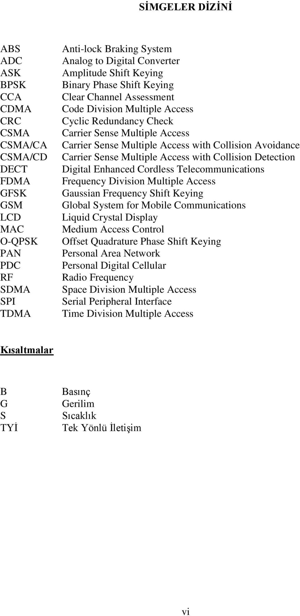 Carrier Sense Multiple Access with Collision Detection Digital Enhanced Cordless Telecommunications Frequency Division Multiple Access Gaussian Frequency Shift Keying Global System for Mobile