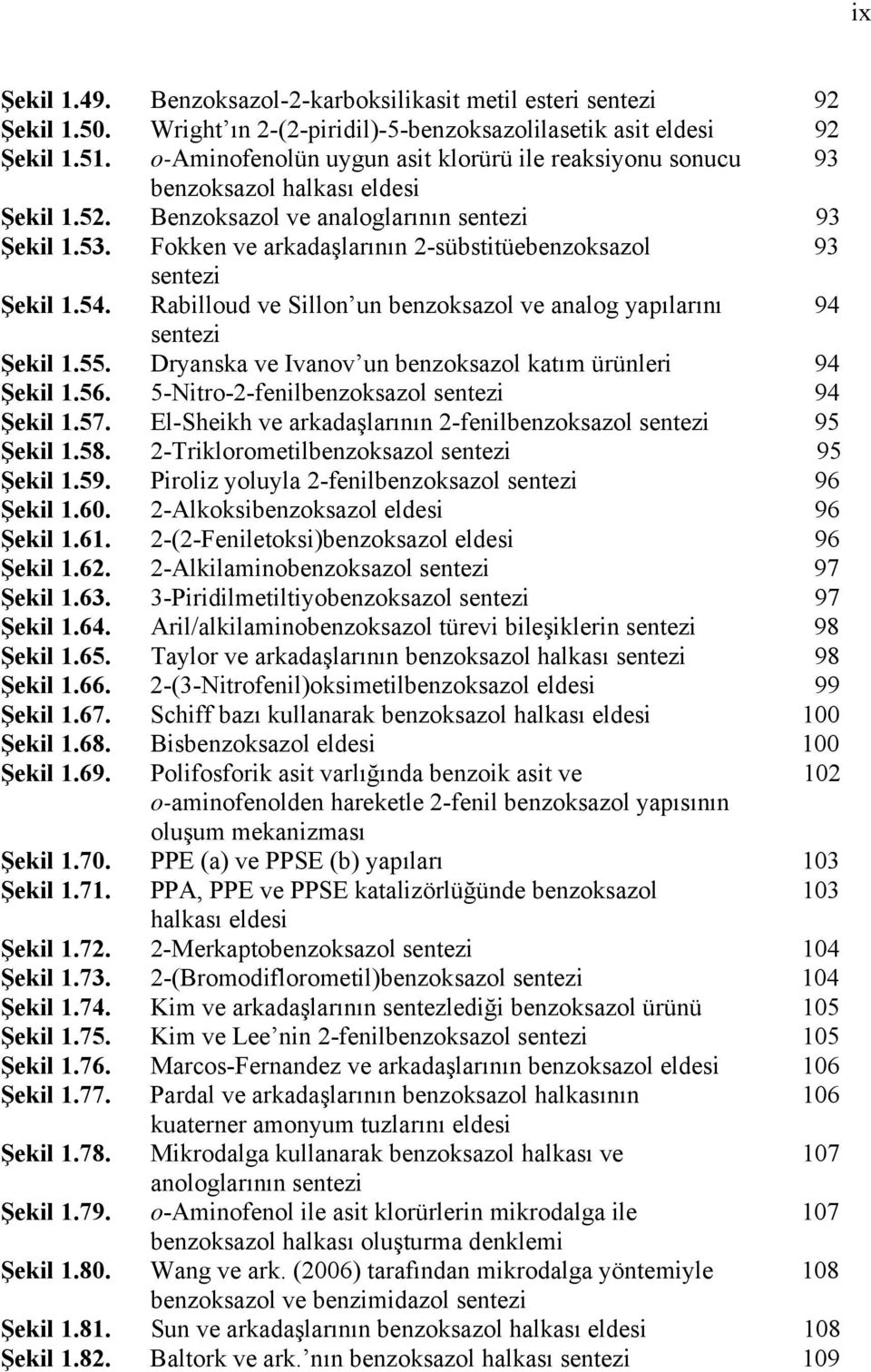 Fokken ve arkadaşlarının 2-sübstitüebenzoksazol 93 sentezi Şekil 1.54. Rabilloud ve Sillon un benzoksazol ve analog yapılarını 94 sentezi Şekil 1.55.