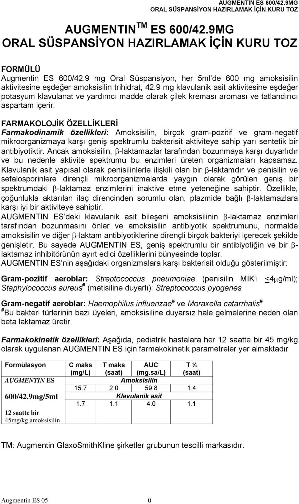 FARMAKOLOJİK ÖZELLİKLERİ Farmakodinamik özellikleri: Amoksisilin, birçok gram-pozitif ve gram-negatif mikroorganizmaya karşı geniş spektrumlu bakterisit aktiviteye sahip yarı sentetik bir