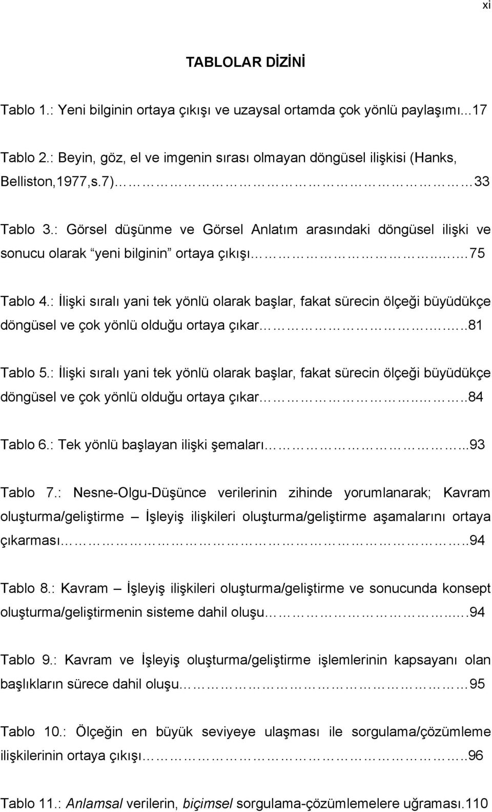 : İlişki sıralı yani tek yönlü olarak başlar, fakat sürecin ölçeği büyüdükçe döngüsel ve çok yönlü olduğu ortaya çıkar....81 Tablo 5.