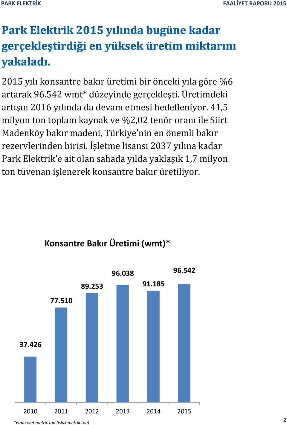 41,5 milyon ton toplam kaynak ve %2,02 tenör oranı ile Siirt Madenköy bakır madeni, Türkiye nin en önemli bakır rezervlerinden birisi.