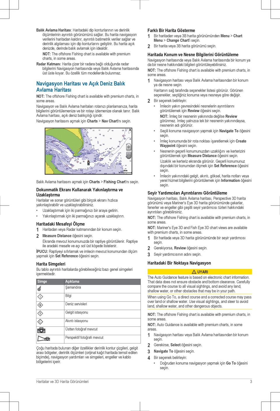 Bu harita açık denizde, derinde balık avlamak için idealdir. NOT: The offshore Fishing chart is available with premium charts, in some areas.