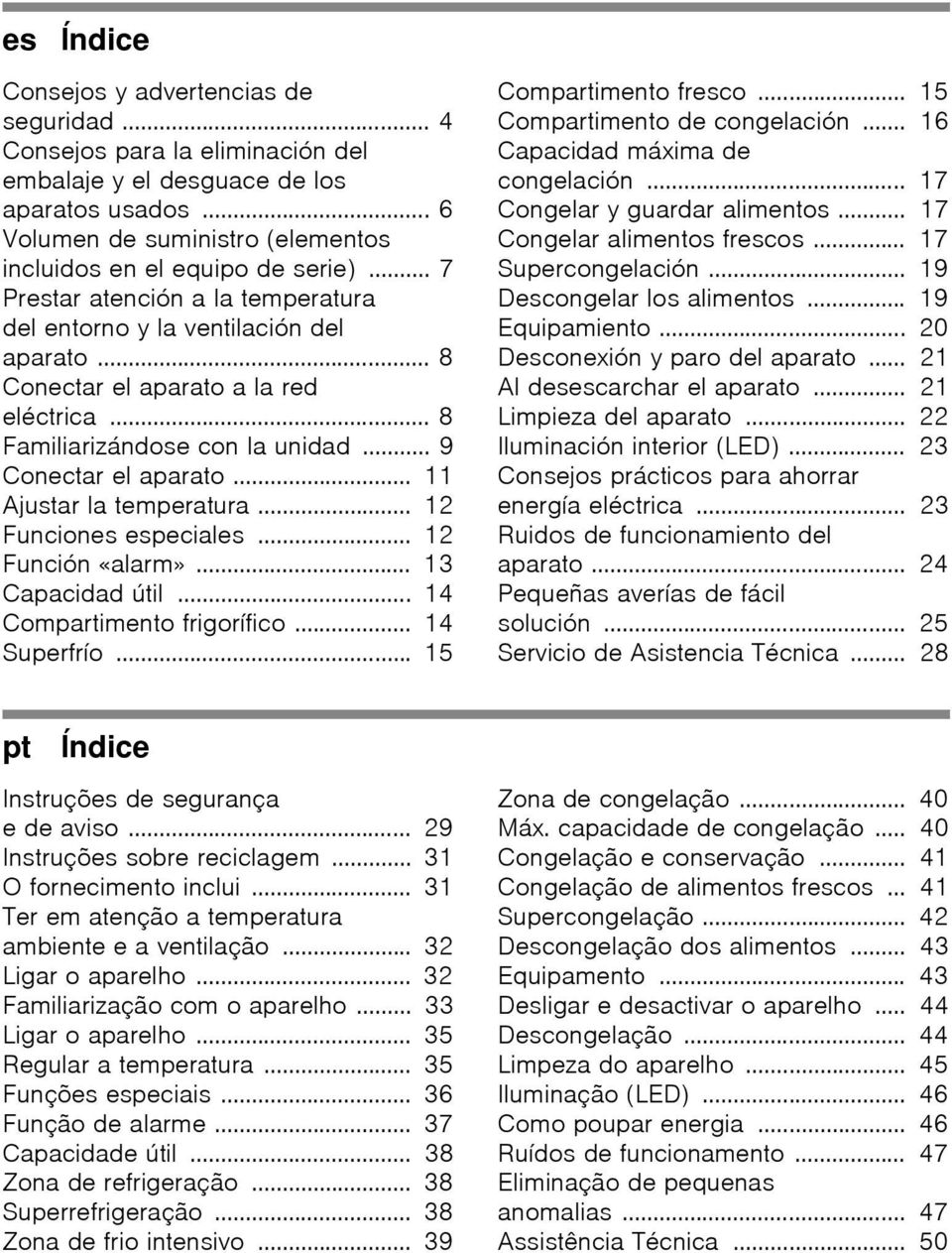 .. 11 Ajustar la temperatura... 12 Funciones especiales... 12 Función «alarm»... 13 Capacidad útil... 14 Compartimento frigorífico... 14 Superfrío... 15 Compartimento fresco.