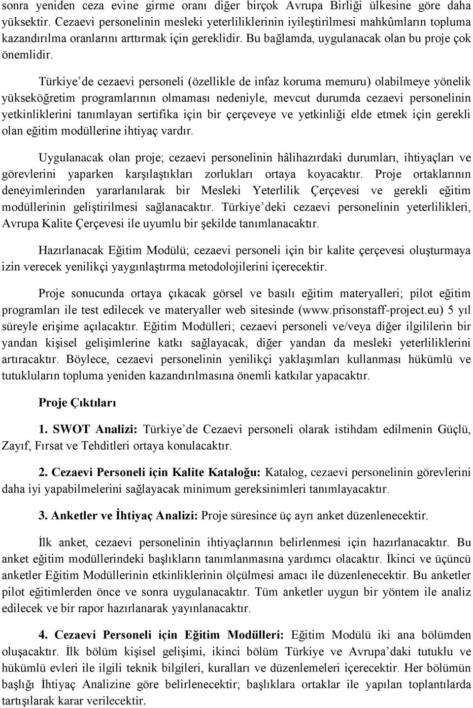 Türkiye de cezaevi personeli (özellikle de infaz koruma memuru) olabilmeye yönelik yükseköğretim programlarının olmaması nedeniyle, mevcut durumda cezaevi personelinin yetkinliklerini tanımlayan