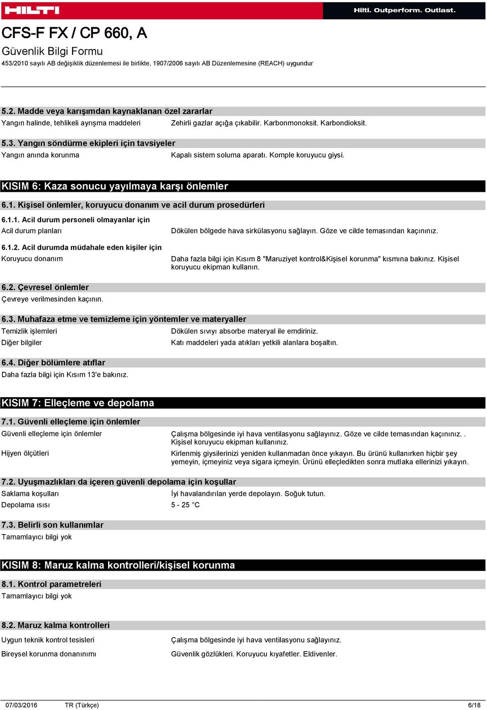 Kişisel önlemler, koruyucu donanım ve acil durum prosedürleri 6.1.1. Acil durum personeli olmayanlar için Acil durum planları 6.1.2.