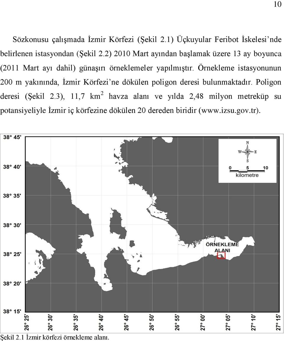 Örnekleme istasyonunun 2 m yakınında, Ġzmir Körfezi ne dökülen poligon deresi bulunmaktadır. Poligon deresi (ġekil 2.