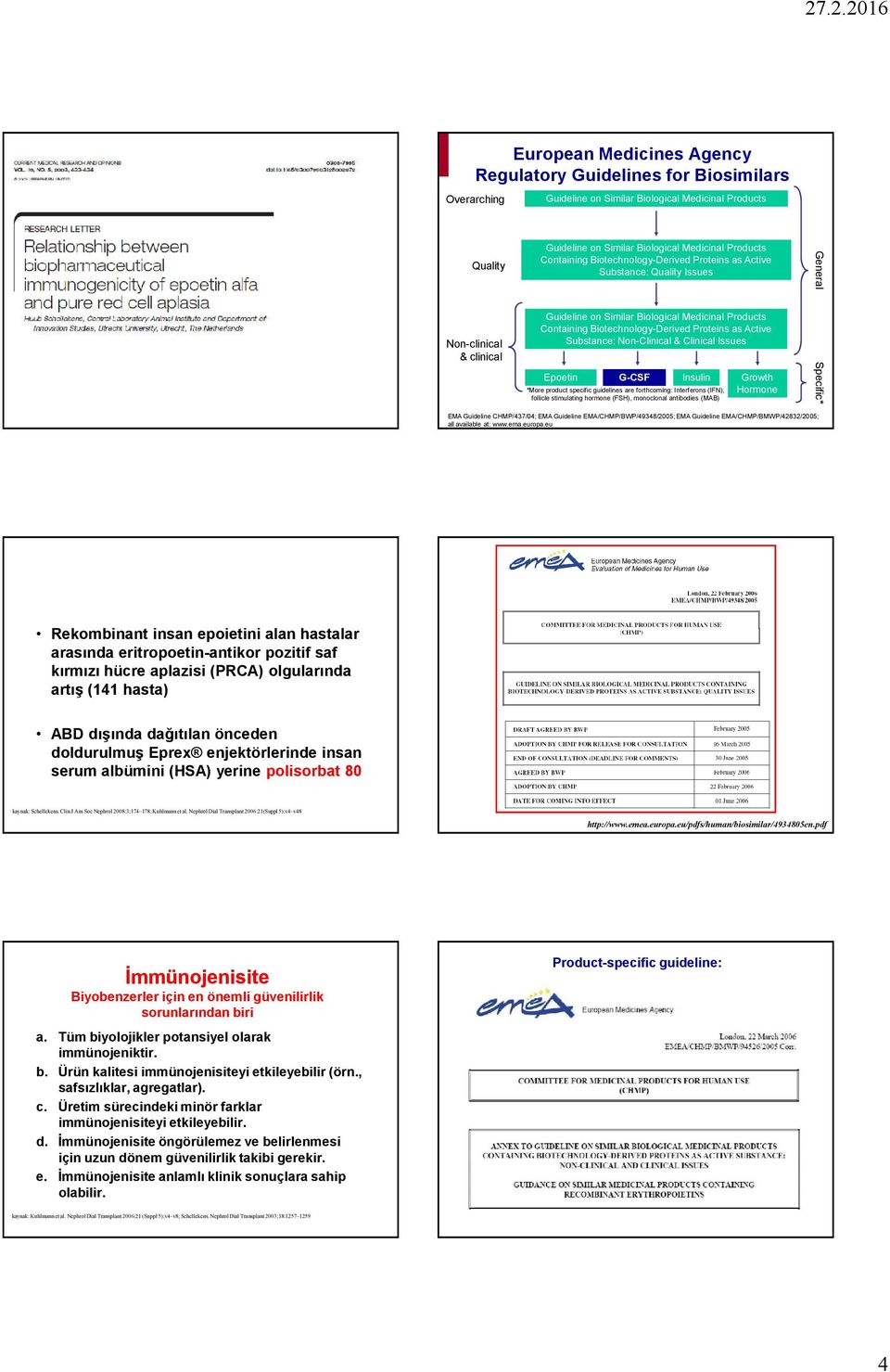 Substance: Non-Clinical & Clinical Issues Epoetin G-CSF Insulin Growth *More product specific guidelines are forthcoming: Interferons (IFN), Hormone follicle stimulating hormone (FSH), monoclonal