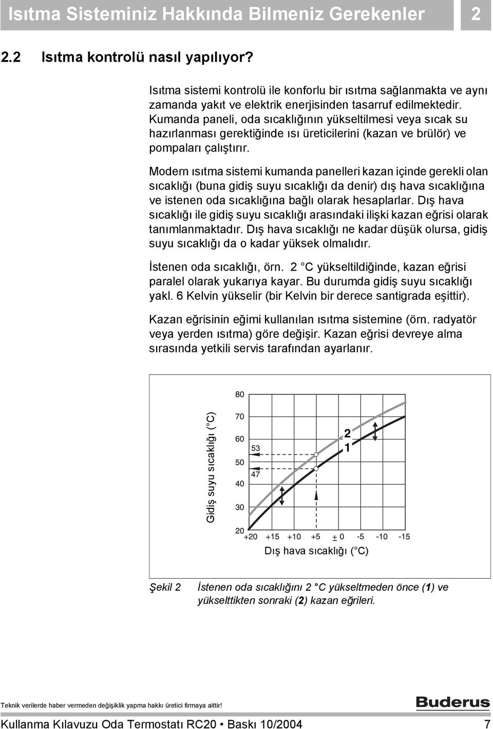 Kumanda paneli, oda sıcaklığının yükseltilmesi veya sıcak su hazırlanması gerektiğinde ısı üreticilerini (kazan ve brülör) ve pompaları çalıştırır.