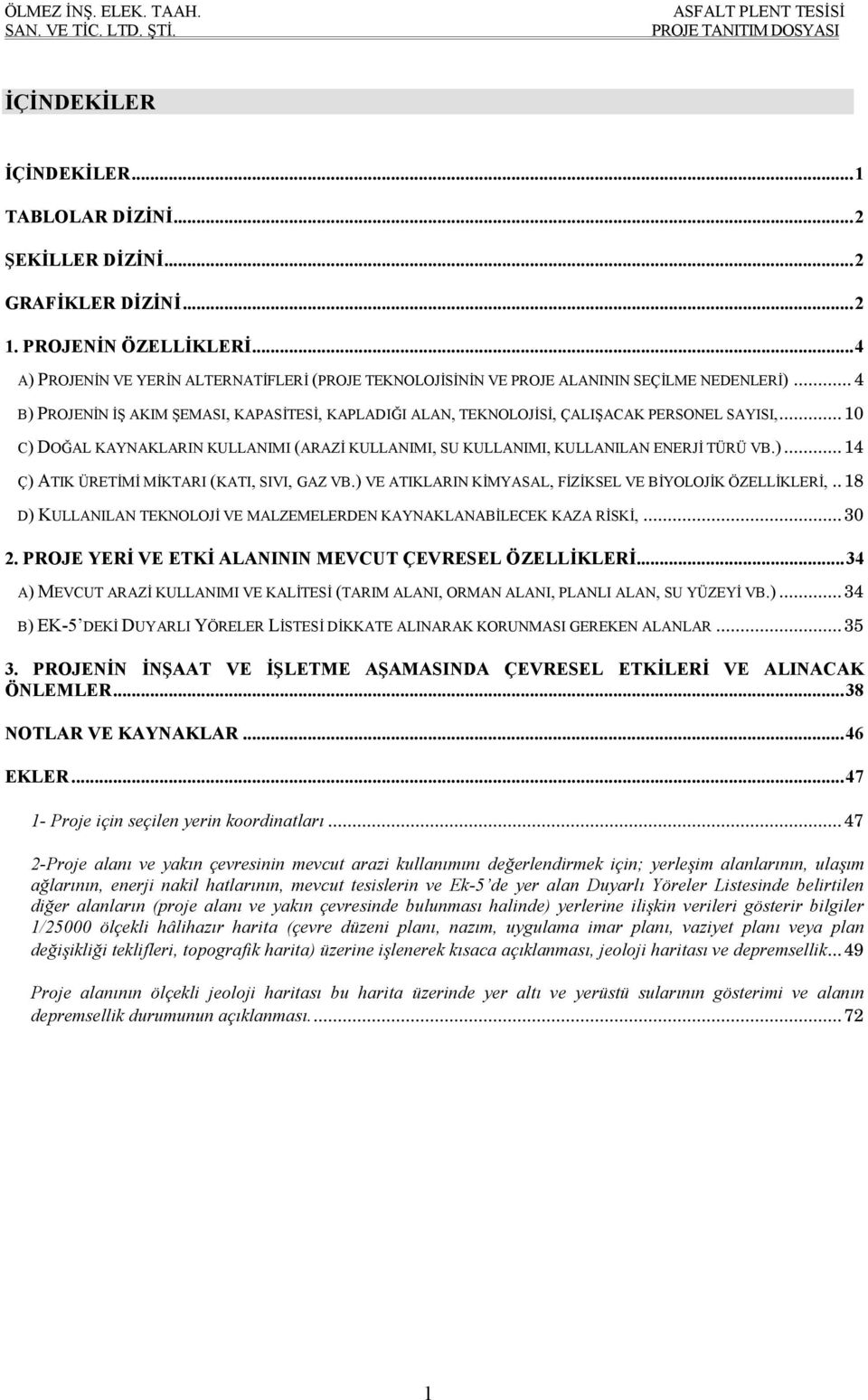 .. 10 C) DOĞAL KAYNAKLARIN KULLANIMI (ARAZİ KULLANIMI, SU KULLANIMI, KULLANILAN ENERJİ TÜRÜ VB.)... 14 Ç) ATIK ÜRETİMİ MİKTARI (KATI, SIVI, GAZ VB.