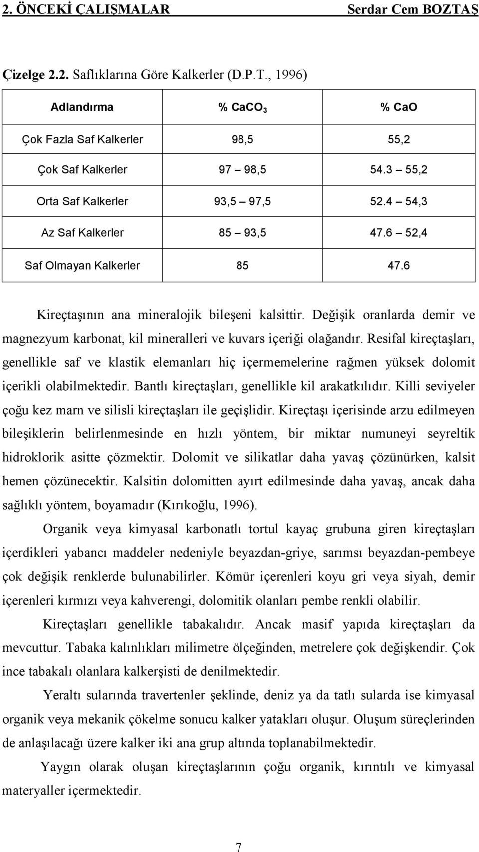 Değişik oranlarda demir ve magnezyum karbonat, kil mineralleri ve kuvars içeriği olağandır.