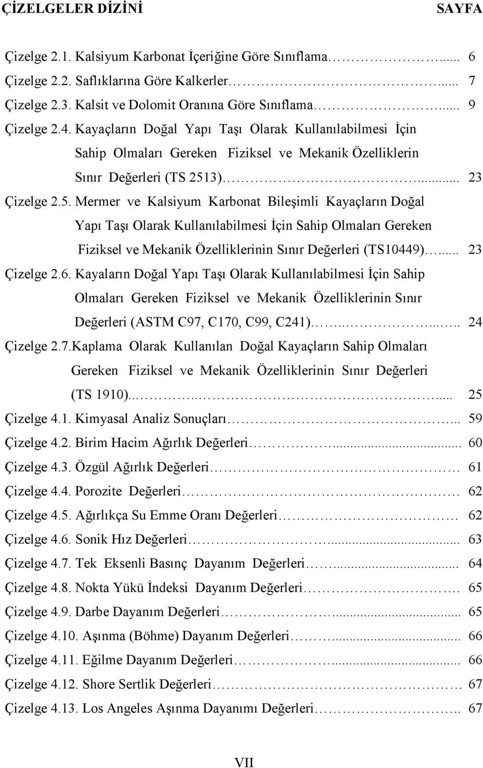 3)... 23 Çizelge 2.5. Mermer ve Kalsiyum Karbonat Bileşimli Kayaçların Doğal Yapı Taşı Olarak Kullanılabilmesi İçin Sahip Olmaları Gereken Fiziksel ve Mekanik Özelliklerinin Sınır Değerleri (TS10449).