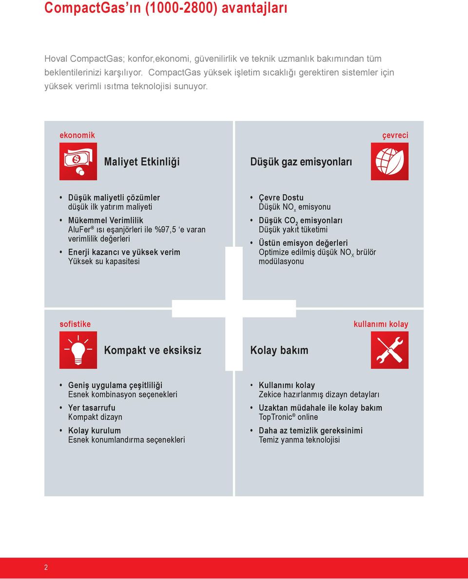 ekonomik çevreci Maliyet Etkinliği Düşük gaz emisyonları Düşük maliyetli çözümler düşük ilk yatırım maliyeti Mükemmel Verimlilik AluFer ısı eşanjörleri ile %97,5 e varan verimlilik değerleri Enerji