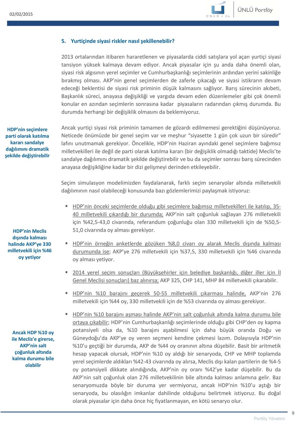 AKP nin genel seçimlerden de zaferle çıkacağı ve siyasi istikrarın devam edeceği beklentisi de siyasi risk priminin düşük kalmasını sağlıyor.