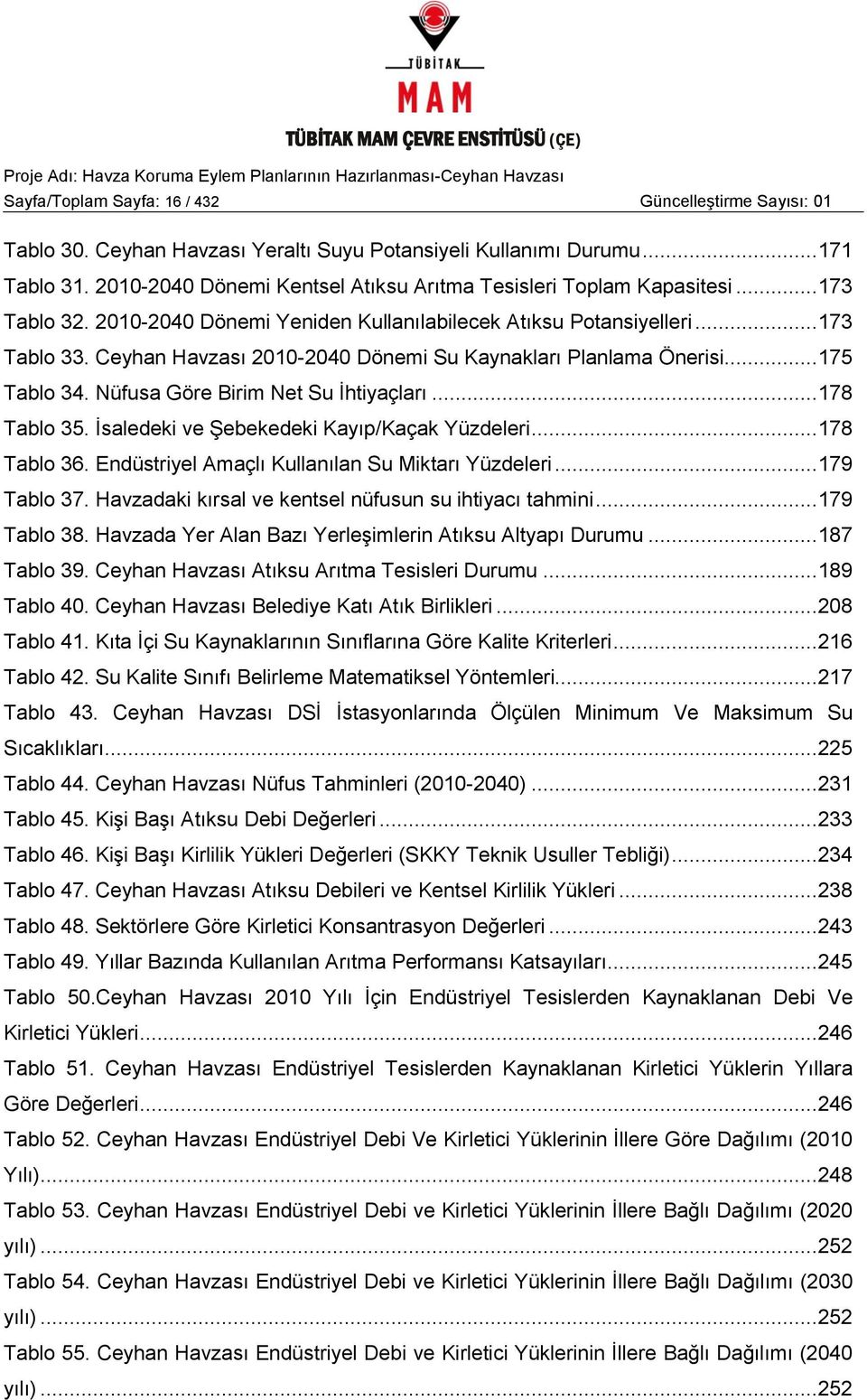 Ceyhan Havzası 2010-2040 Dönemi Su Kaynakları Planlama Önerisi... 175 Tablo 34. Nüfusa Göre Birim Net Su Ġhtiyaçları... 178 Tablo 35. Ġsaledeki ve ġebekedeki Kayıp/Kaçak Yüzdeleri... 178 Tablo 36.