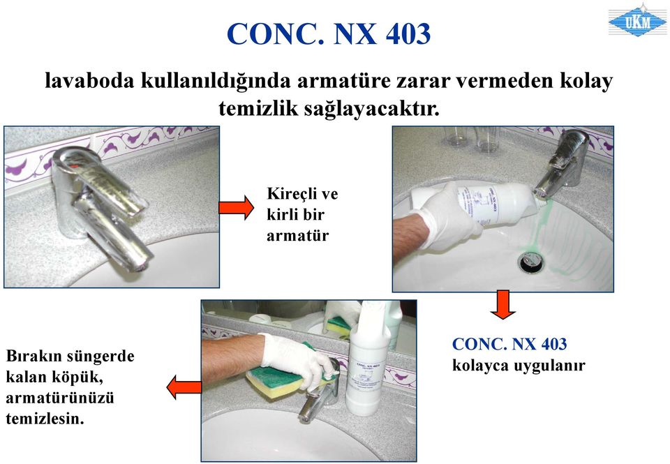 Kireçli ve kirli bir armatür Bırakın süngerde kalan