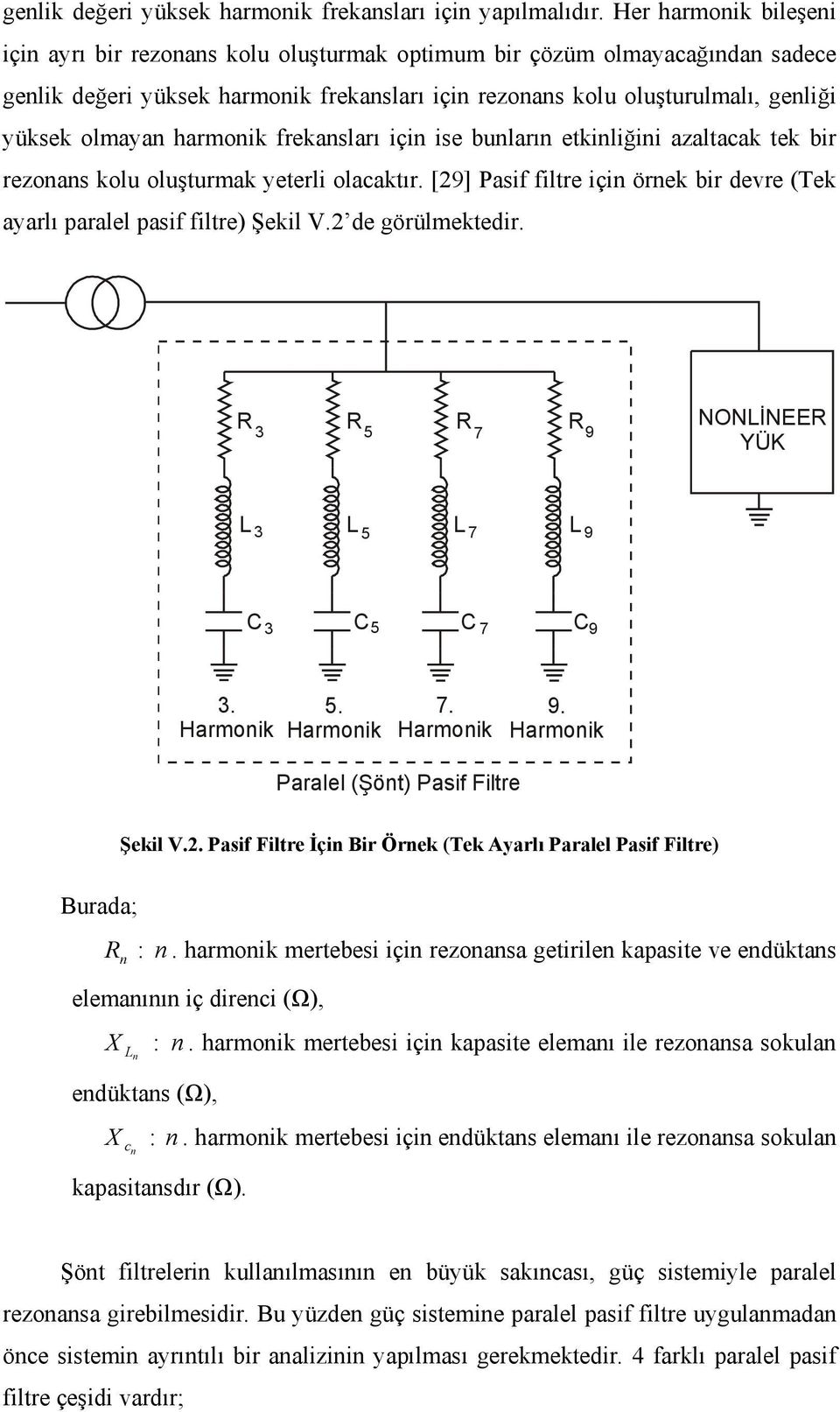 etknlğn zltk tek r rezonns kolu oluşturmk yeterl olktır. [9] Psf fltre çn örnek r devre (Tek yrlı rlel sf fltre) Şekl. de görülmektedr. R R R R 3 5 7 9 NONİNEER YÜK 3 5 7 9 3 5 7 9 3. Hrmonk 5.