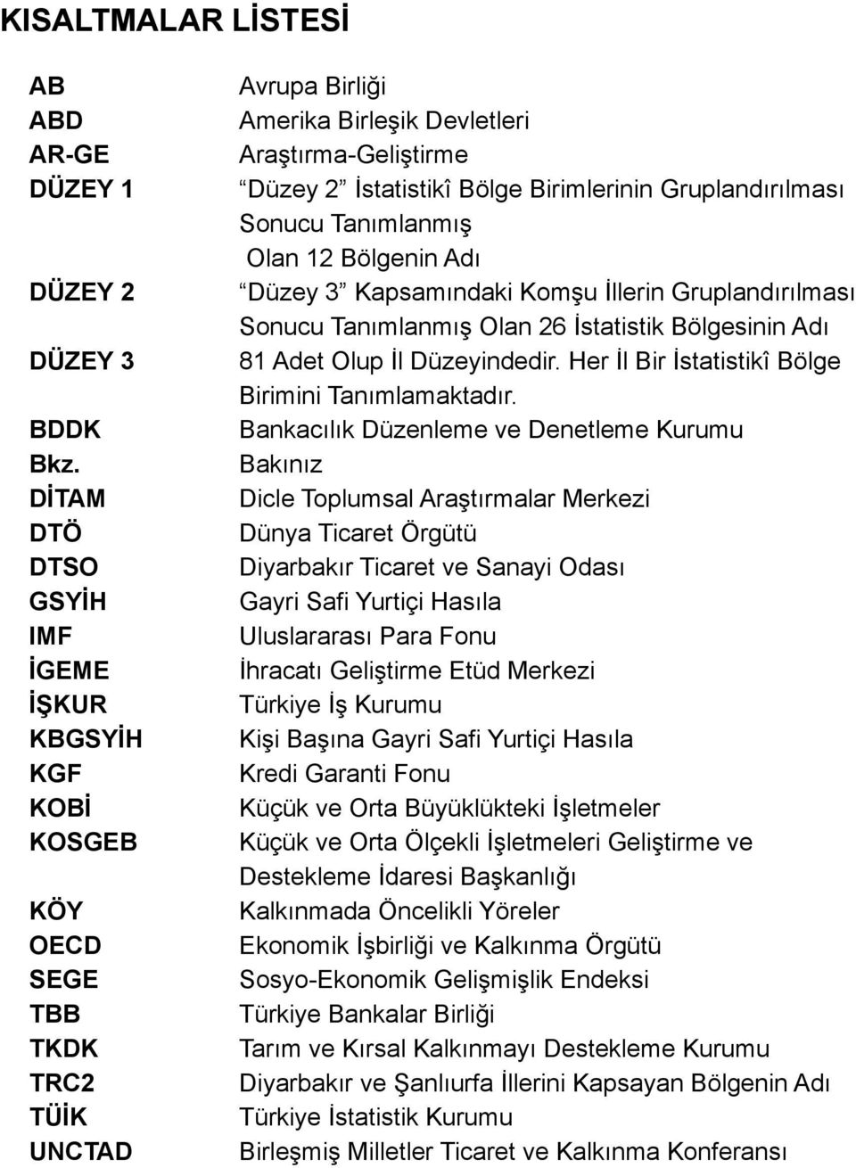 Birimlerinin Gruplandırılması Sonucu Tanımlanmış Olan 12 Bölgenin Adı Düzey 3 Kapsamındaki Komşu İllerin Gruplandırılması Sonucu Tanımlanmış Olan 26 İstatistik Bölgesinin Adı 81 Adet Olup İl