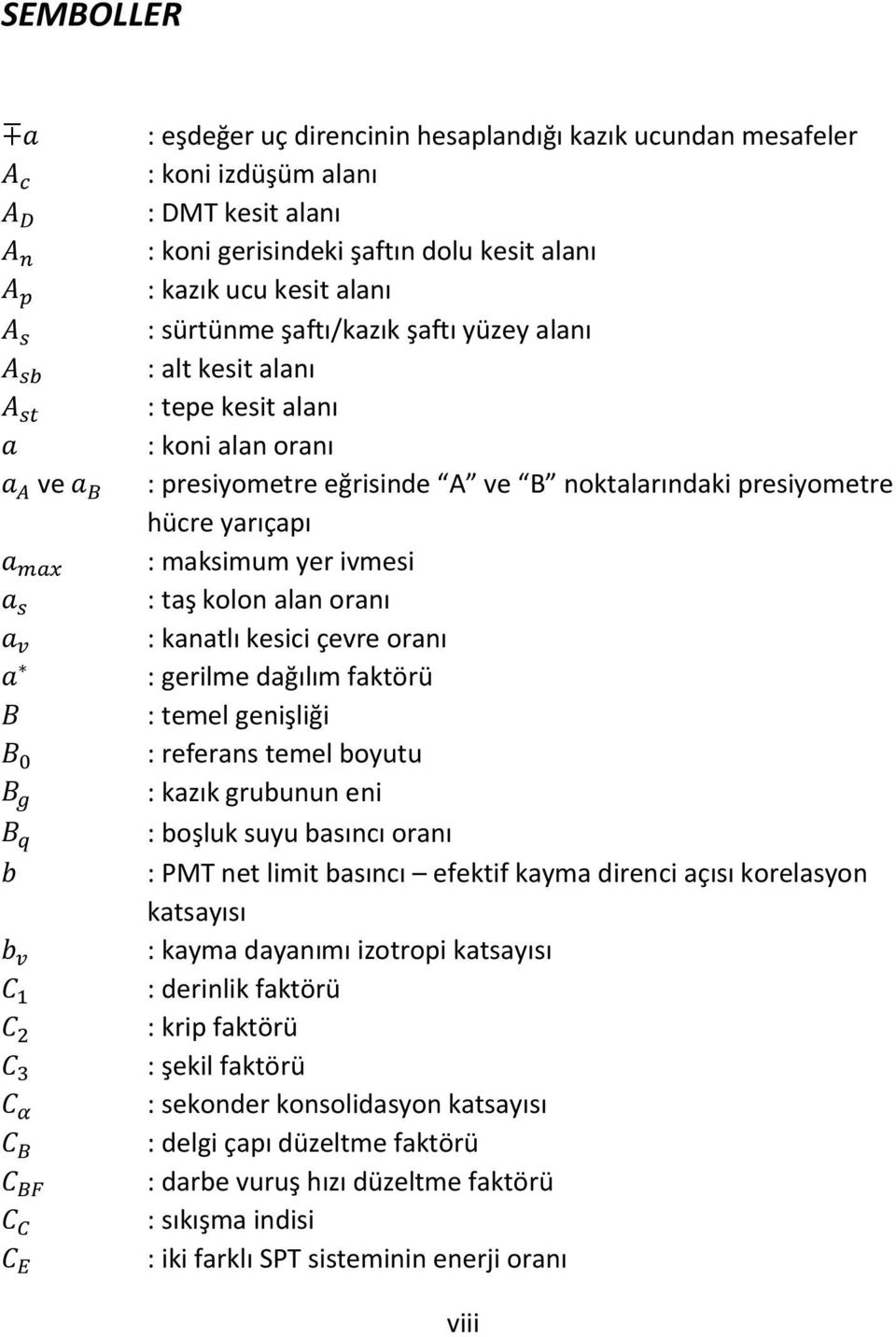 presiyometre eğrisinde A ve B noktalarındaki presiyometre hücre yarıçapı : maksimum yer ivmesi : taş kolon alan oranı : kanatlı kesici çevre oranı : gerilme dağılım faktörü : temel genişliği :