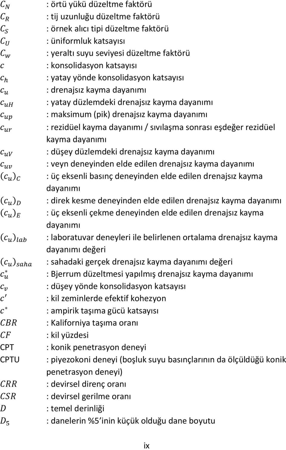 : yatay düzlemdeki drenajsız kayma dayanımı : maksimum (pik) drenajsız kayma dayanımı : rezidüel kayma dayanımı / sıvılaşma sonrası eşdeğer rezidüel kayma dayanımı : düşey düzlemdeki drenajsız kayma