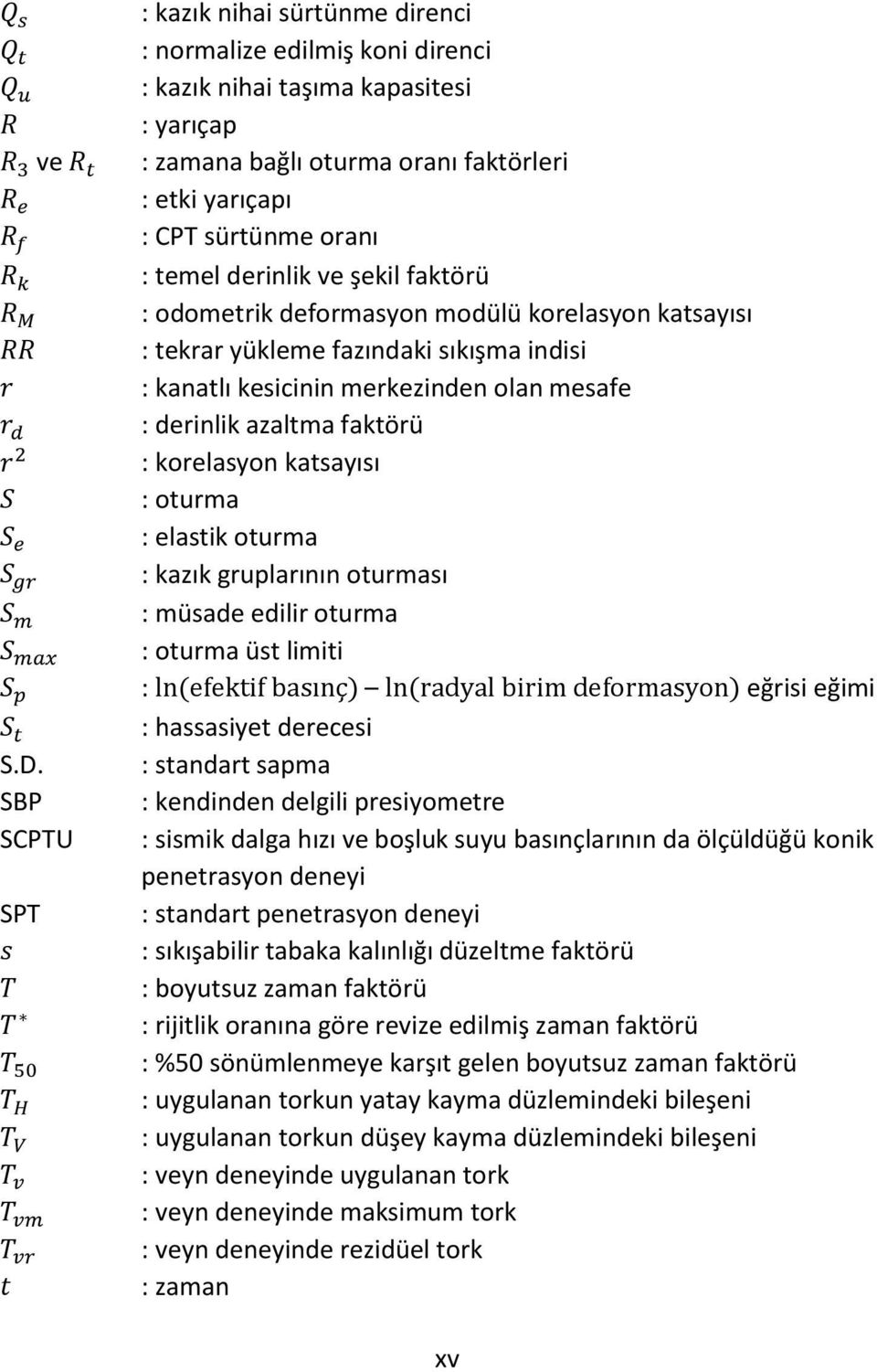 etki yarıçapı : CPT sürtünme oranı : temel derinlik ve şekil faktörü : odometrik deformasyon modülü korelasyon katsayısı : tekrar yükleme fazındaki sıkışma indisi : kanatlı kesicinin merkezinden olan