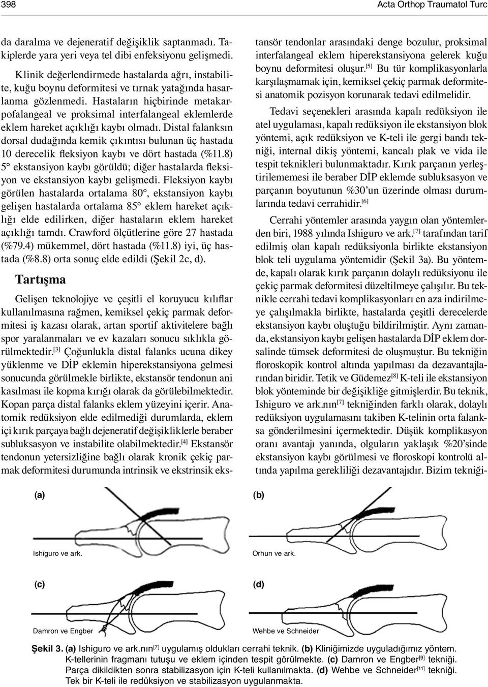 Hastaların hiçbirinde metakarpofalangeal ve proksimal interfalangeal eklemlerde eklem hareket açıklığı kaybı olmadı.