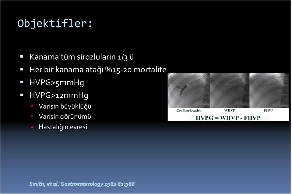 HVPG>12mmHg Varisin büyüklüğü Varisin görünümü