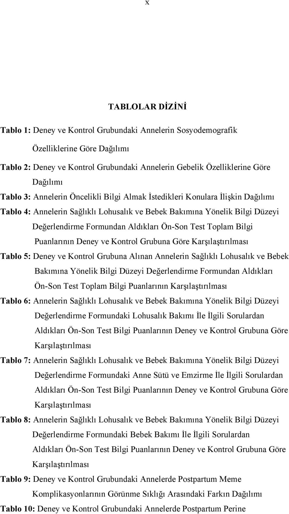 Toplam Bilgi Puanlarının Deney ve Kontrol Grubuna Göre Karşılaştırılması Tablo 5: Deney ve Kontrol Grubuna Alınan Annelerin Sağlıklı Lohusalık ve Bebek Bakımına Yönelik Bilgi Düzeyi Değerlendirme