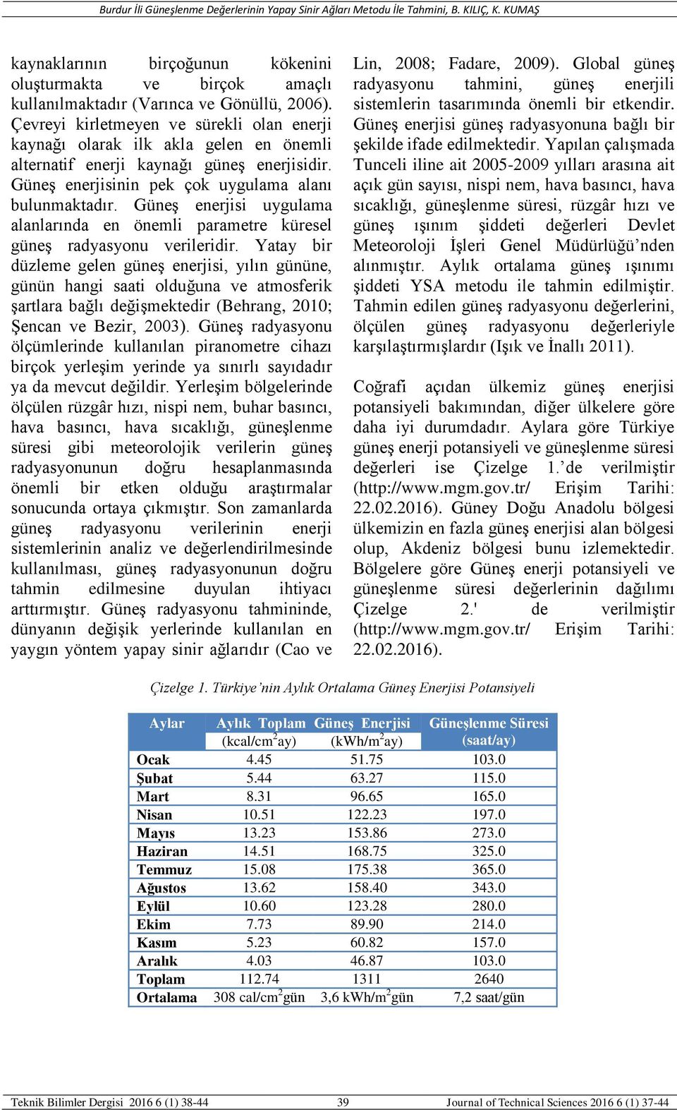 Güneş enerjisi uygulama alanlarında en önemli parametre küresel güneş radyasyonu verileridir.