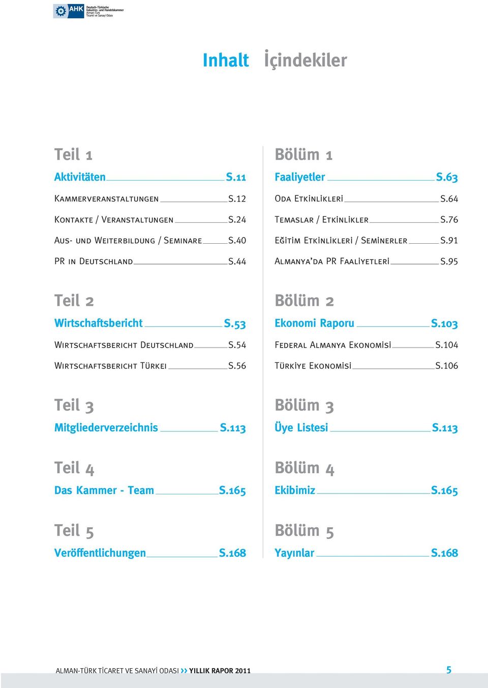 53 Ekonomi Raporu S.103 Wırtschaftsberıcht Deutschland S.54 Federal Almanya Ekonomisi S.104 Wırtschaftsberıcht Türkeı S.56 Türkiye Ekonomisi S.