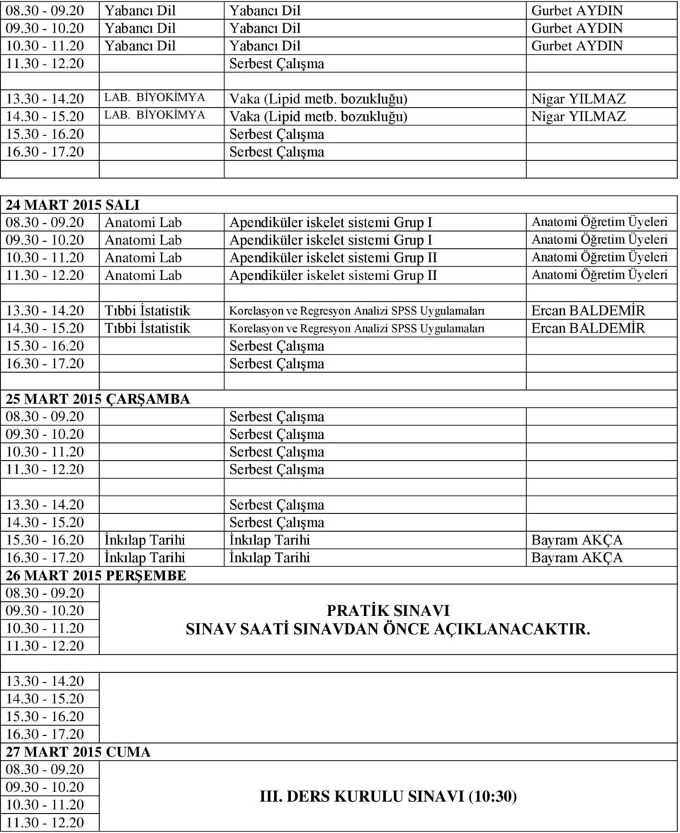 20 Anatomi Lab Apendiküler iskelet sistemi Grup II Anatomi Öğretim Üyeleri 11.30-12.