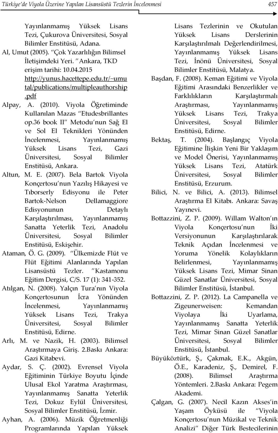 36 book II Metodu nun Sağ El ve Sol El Teknikleri Yönünden İncelenmesi, Yayınlanmamış Yüksek Lisans Tezi, Gazi Enstitüsü, Ankara. Altun, M. E. (2007).