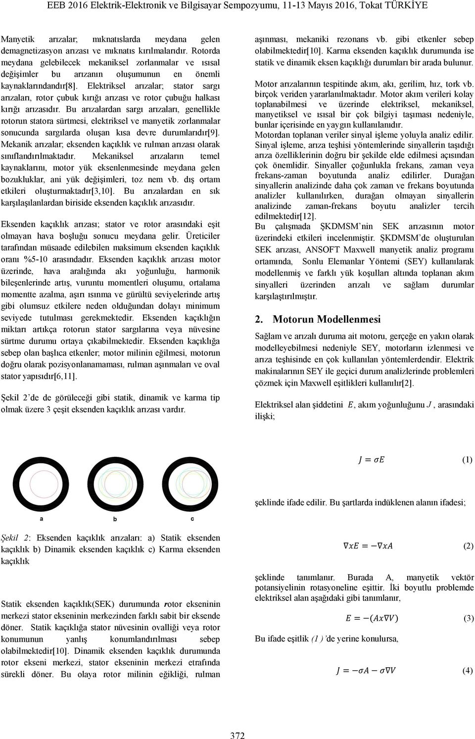 Elektriksel arızalar; stator sargı arızaları, rotor çubuk kırığı arızası ve rotor çubuğu halkası kırığı arızasıdır.