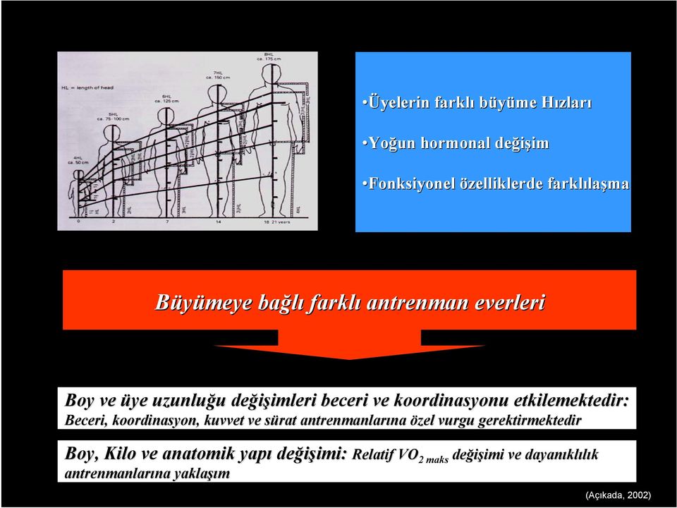 Beceri, koordinasyon, kuvvet ve sürat s antrenmanlarına na özel vurgu gerektirmektedir Boy, Kilo ve anatomik yapı