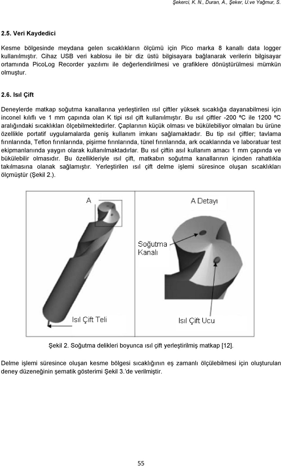 Isıl Çift Deneylerde matkap soğutma kanallarına yerleştirilen ısıl çiftler yüksek sıcaklığa dayanabilmesi için inconel kılıflı ve 1 mm çapında olan K tipi ısıl çift kullanılmıştır.