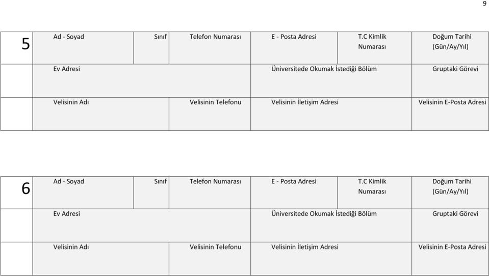 C Kimlik 6 Ad - Soyad Sınıf