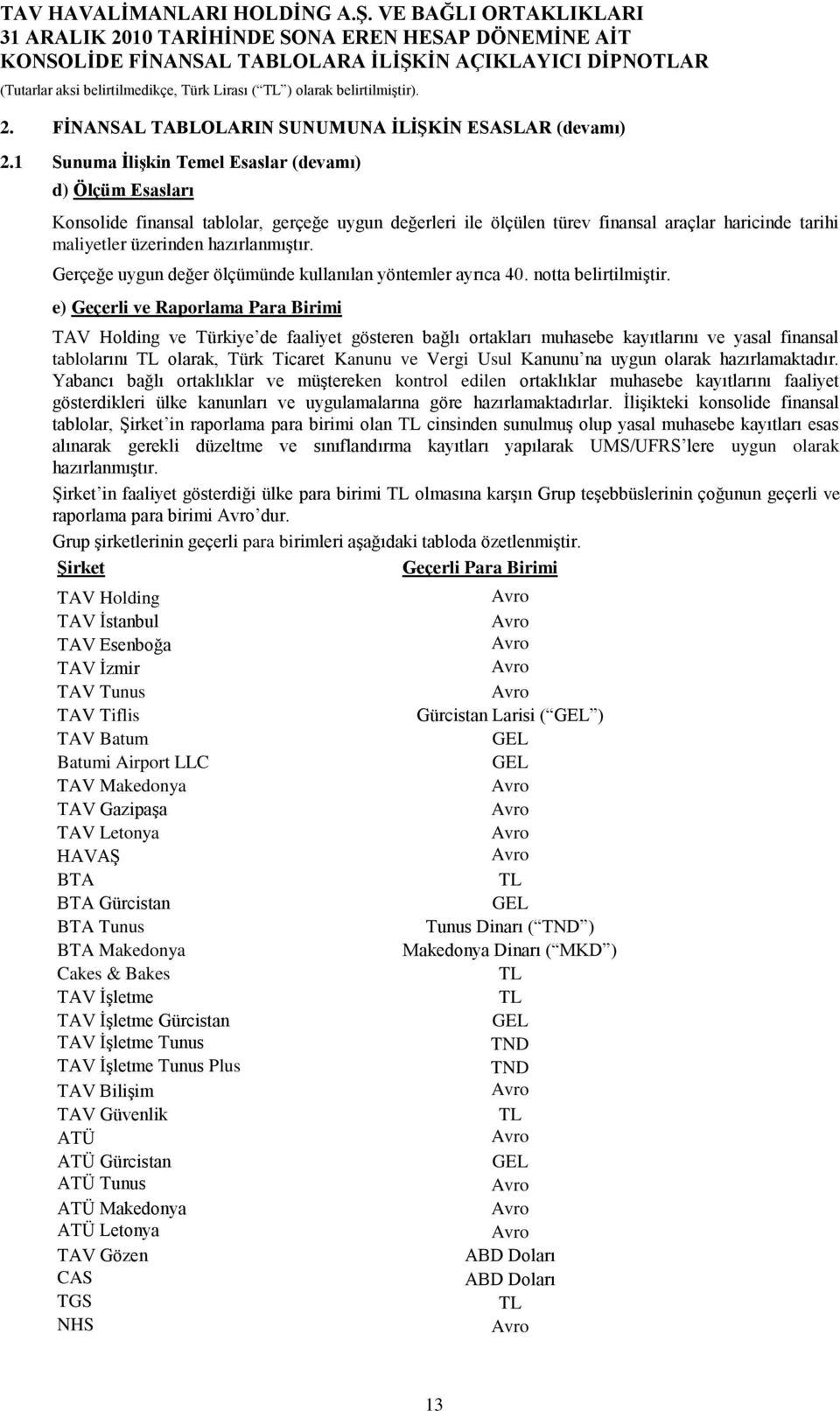 Gerçeğe uygun değer ölçümünde kullanılan yöntemler ayrıca 40. notta belirtilmiģtir.