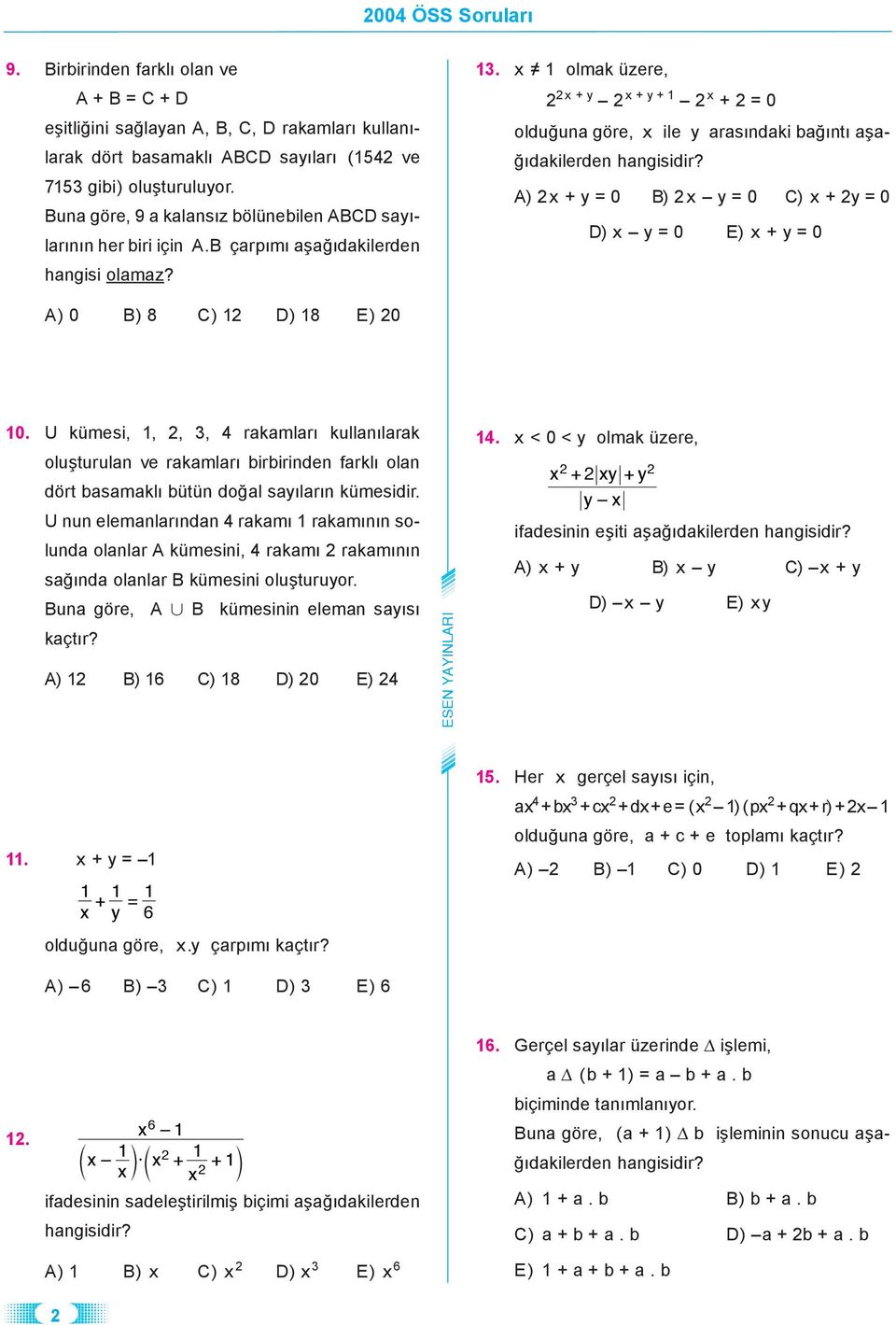 ) + y = 0 ) y = 0 ) + y = 0 ) y = 0 ) + y = 0 ) 0 ) 8 ) 1 ) 18 ) 0 10.