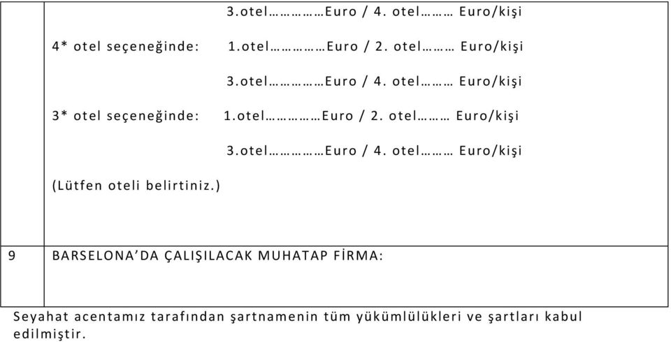 FİRMA: Seyahat acentamız tarafından