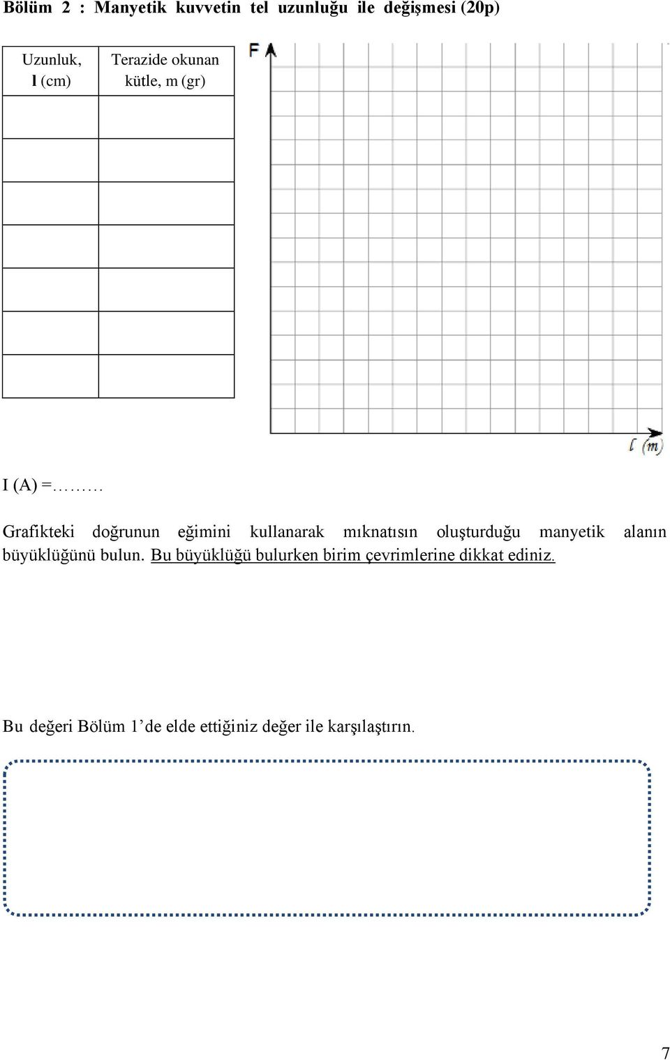 mıknatısın oluşturduğu manyetik alanın büyüklüğünü bulun.