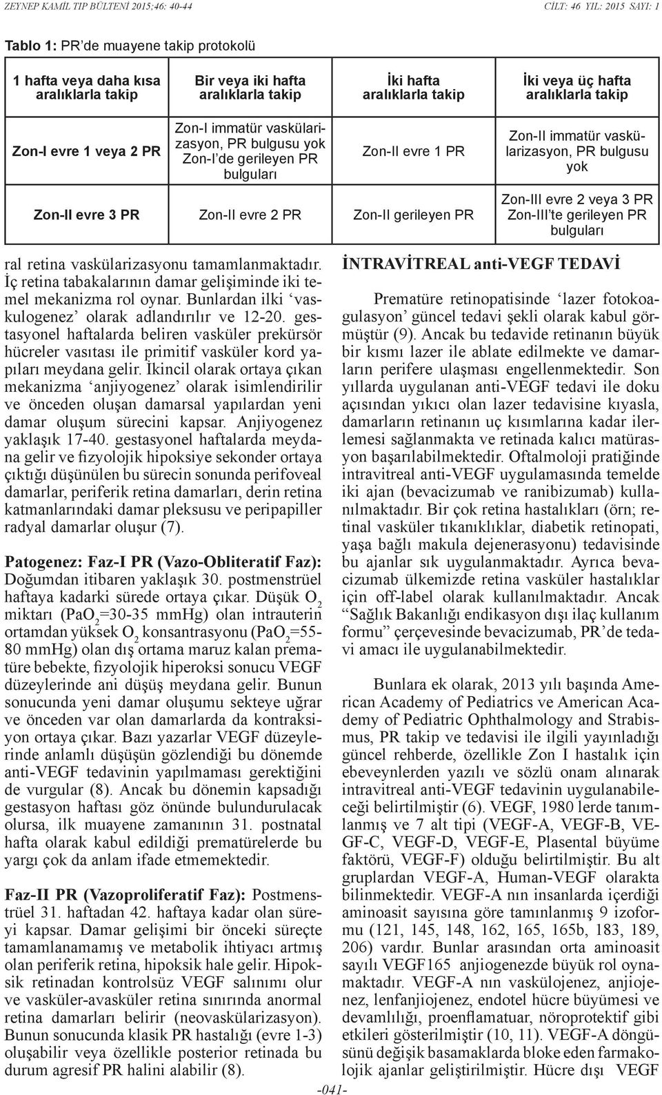 vaskülarizasyonu tamamlanmaktadır. İç retina tabakalarının damar gelişiminde iki temel mekanizma rol oynar. Bunlardan ilki vaskulogenez olarak adlandırılır ve 12-20.