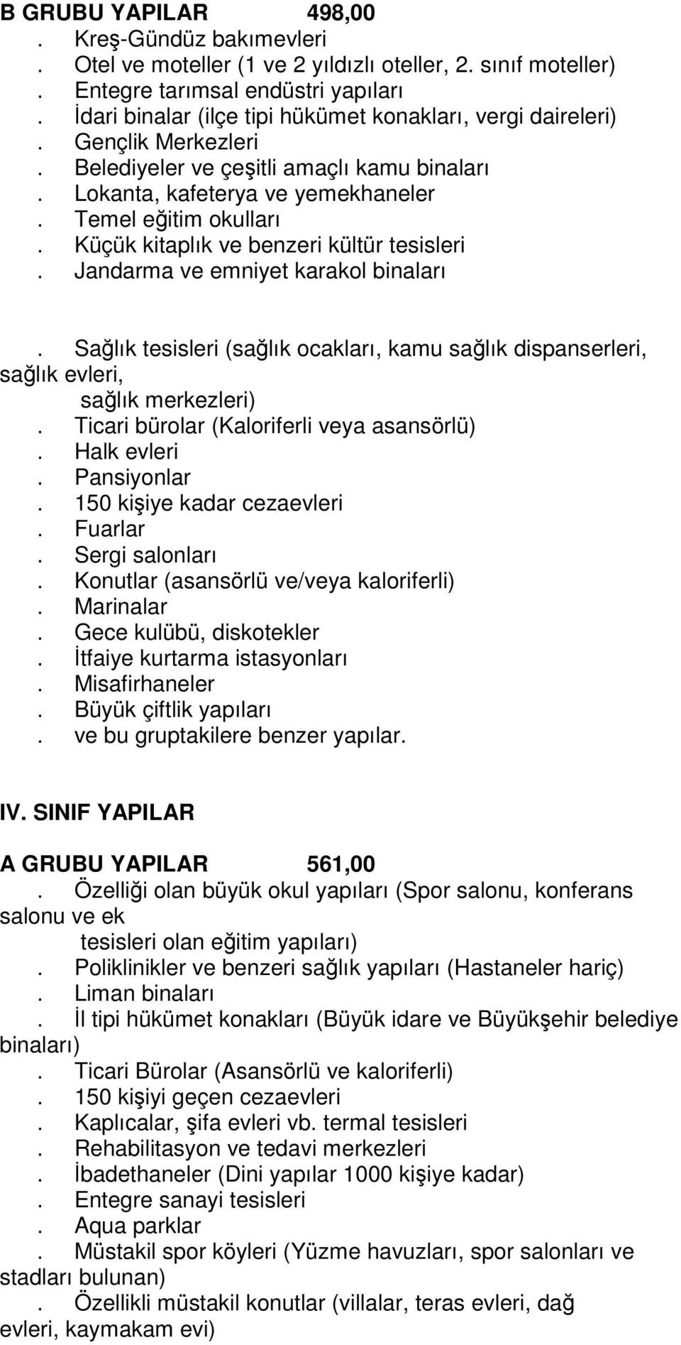 Küçük kitaplık ve benzeri kültür tesisleri. Jandarma ve emniyet karakol binaları. Sağlık tesisleri (sağlık ocakları, kamu sağlık dispanserleri, sağlık evleri, sağlık merkezleri).