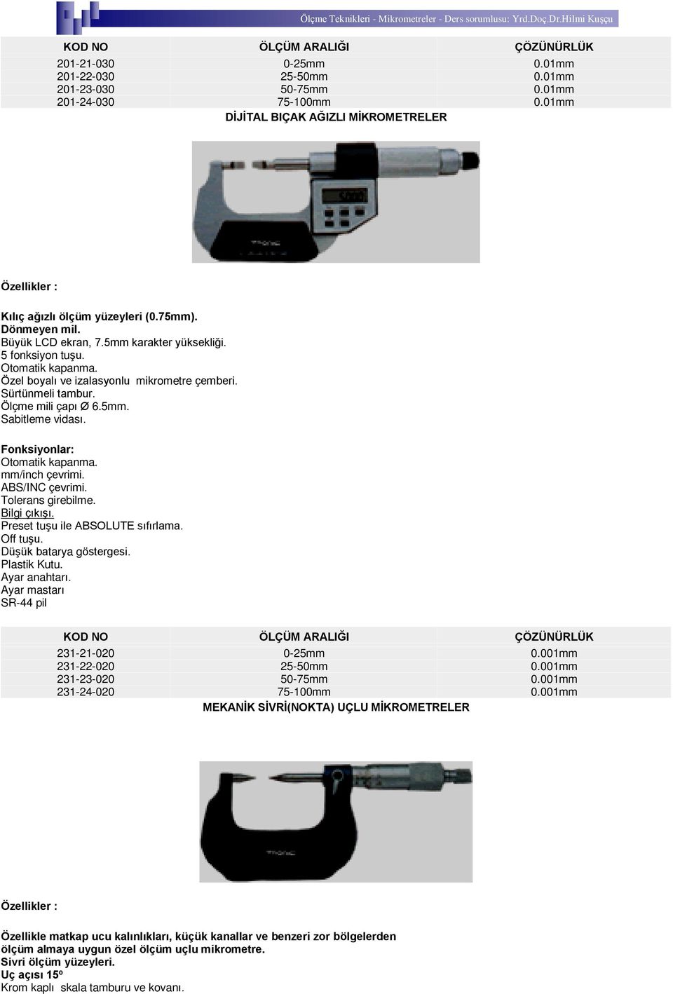 001mm 231-22-020 25-50mm 0.001mm 231-23-020 50-75mm 0.001mm 231-24-020 75-100mm 0.