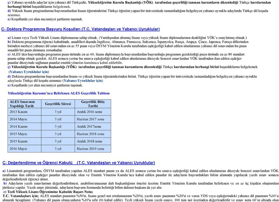 d) Yüksek lisans programlarına başvuranlardan lisans öğrenimlerini Türkçe öğretim yapan bir üniversitede tamamladığını belgeleyen yabancı uyruklu adaylarda Türkçe dil koşulu aranmaz.