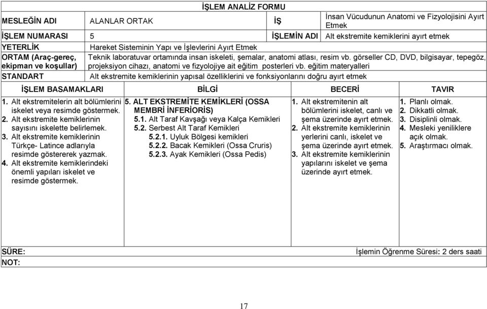 eğitim materyalleri Alt ekstremite kemiklerinin yapısal özelliklerini ve fonksiyonlarını doğru ayırt etmek 1. Alt ekstremitelerin alt bölümlerini iskelet veya resimde göstermek. 2.