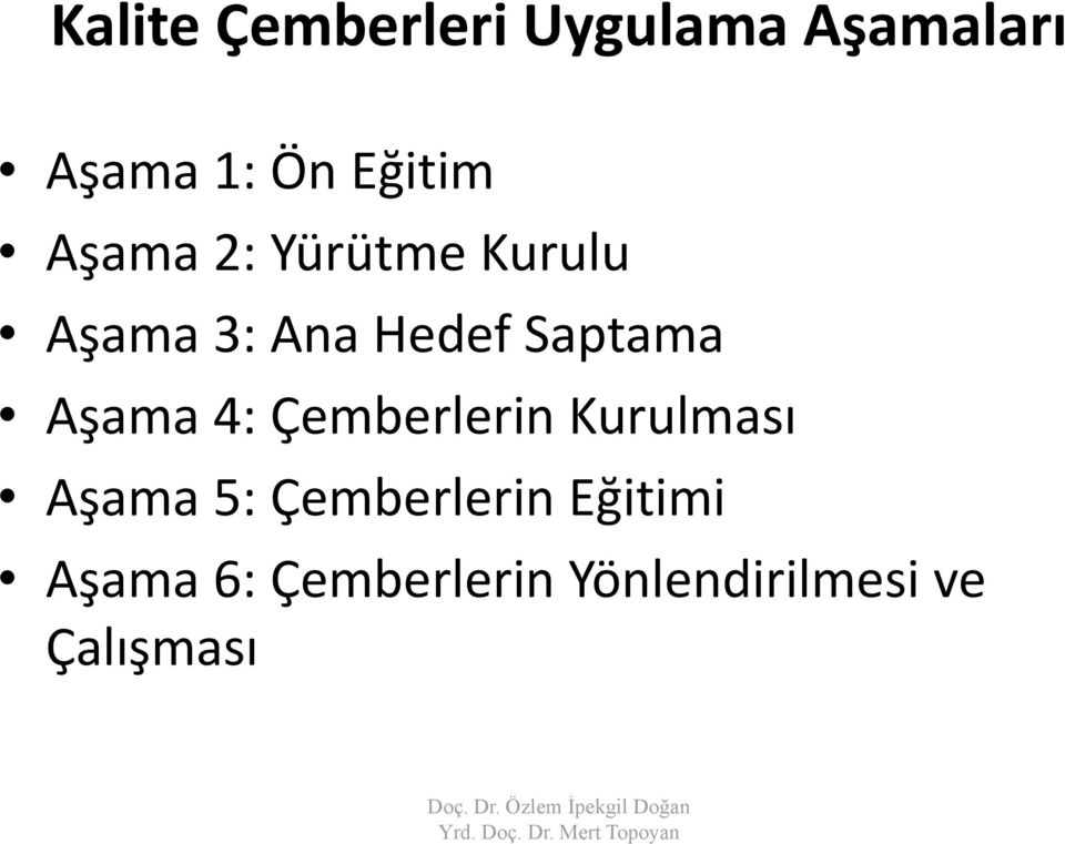 Saptama Aşama 4: Çemberlerin Kurulması Aşama 5: