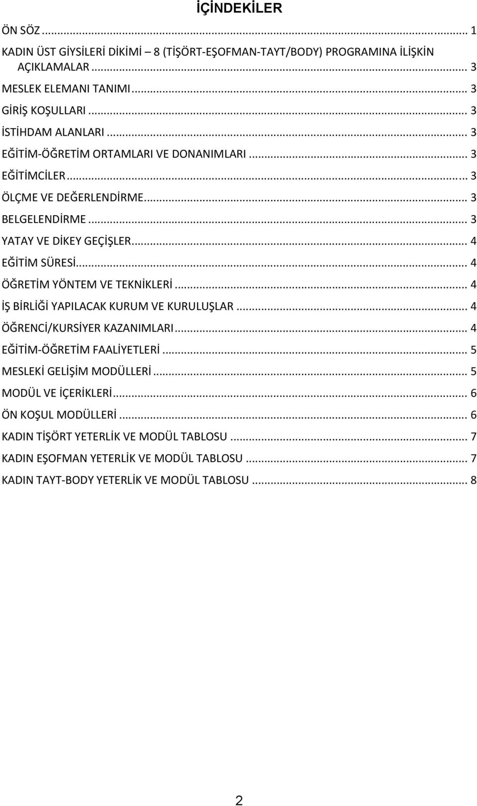 .. 4 EĞİTİM SÜRESİ... 4 ÖĞRETİM YÖNTEM VE TEKNİKLERİ... 4 İŞ BİRLİĞİ YAPILACAK KURUM VE KURULUŞLAR... 4 ÖĞRENCİ/KURSİYER KAZANIMLARI... 4 EĞİTİM ÖĞRETİM FAALİYETLERİ.