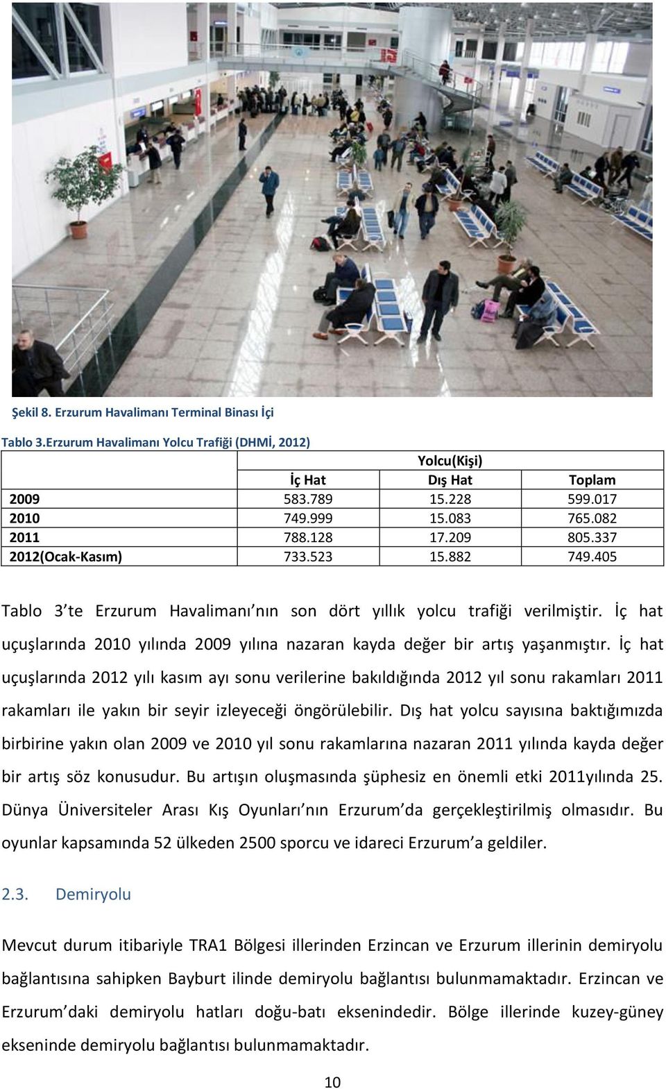 İç hat uçuşlarında 2010 yılında 2009 yılına nazaran kayda değer bir artış yaşanmıştır.