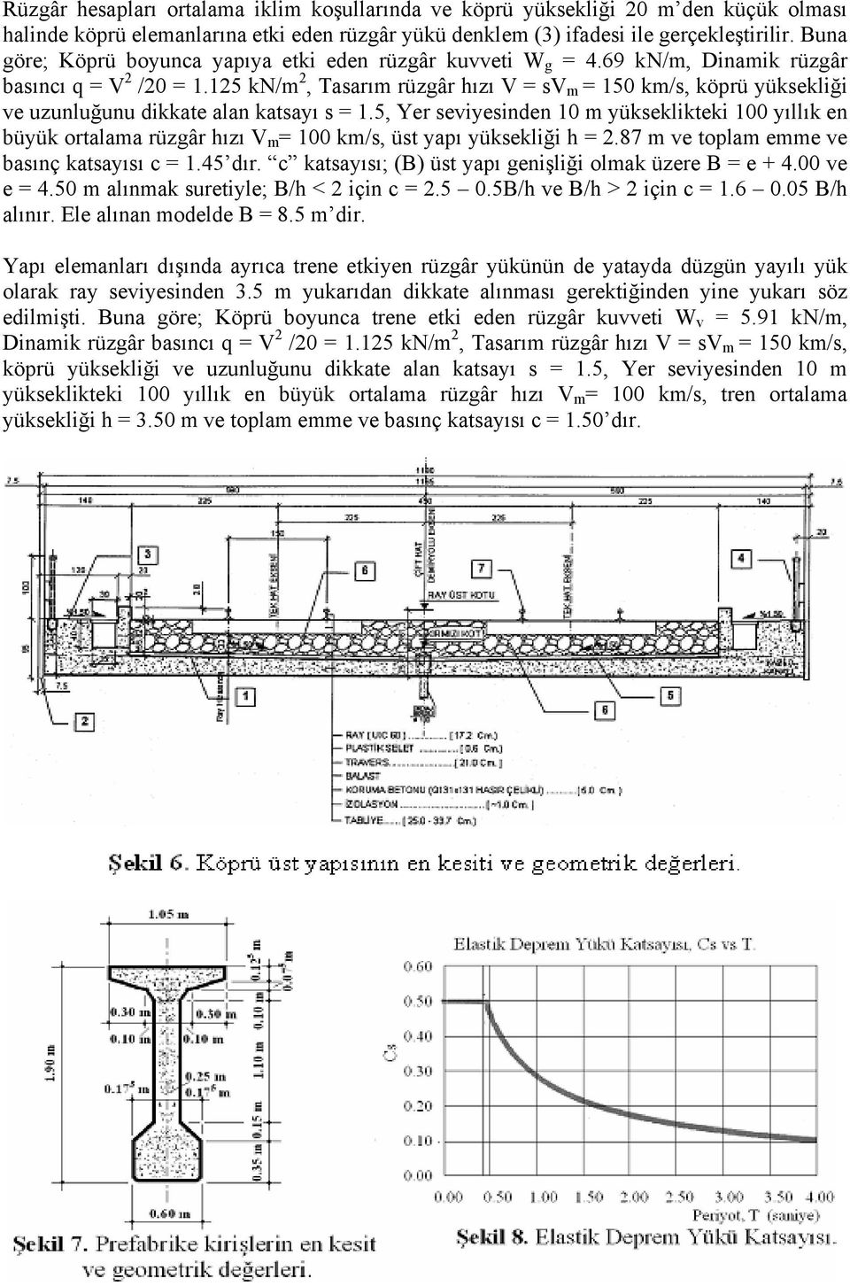 125 kn/m 2, Tasarım rüzgâr hızı V = sv m = 150 km/s, köprü yüksekliği ve uzunluğunu dikkate alan katsayı s = 1.