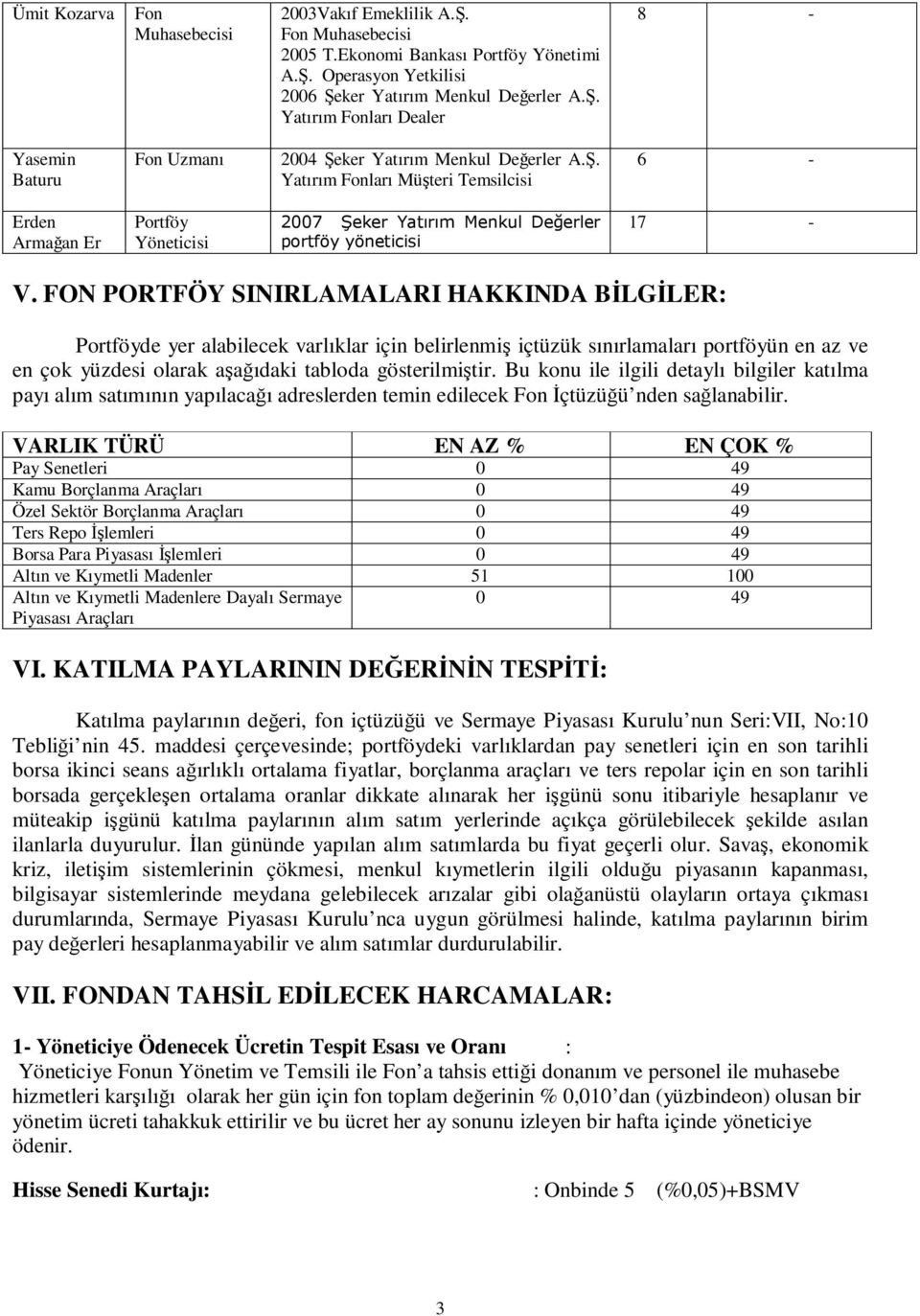 FON PORTFÖY SINIRLAMALARI HAKKINDA BİLGİLER: Portföyde yer alabilecek varlıklar için belirlenmiş içtüzük sınırlamaları portföyün en az ve en çok yüzdesi olarak aşağıdaki tabloda gösterilmiştir.